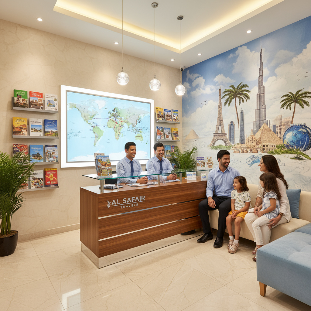 Reception at a travel agency office in Dubai